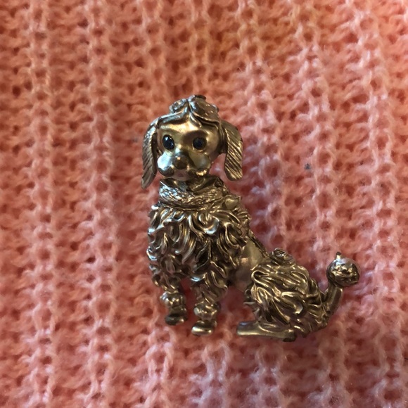 Vintage silver tone Poodle pin with crystal eyes - Picture 8 of 8